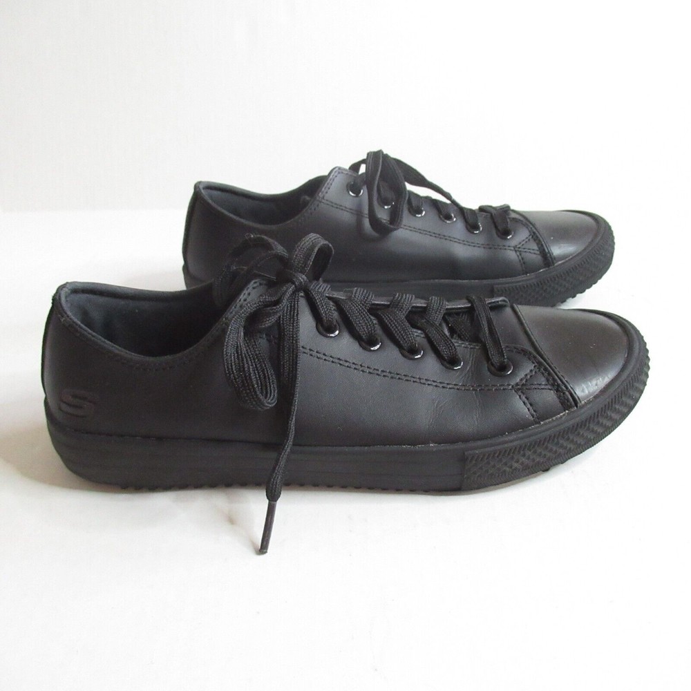 Skechers Work Slip Resistant Sole Women's 76453 Black Size 8.5 Leather Uppers